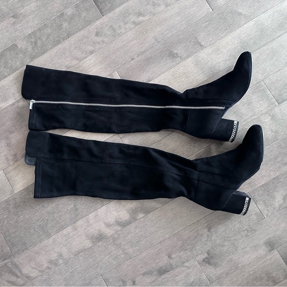 Steve Madden over the knee boots block heel almond, black synthetic suede 7,5 - Picture 3 of 8